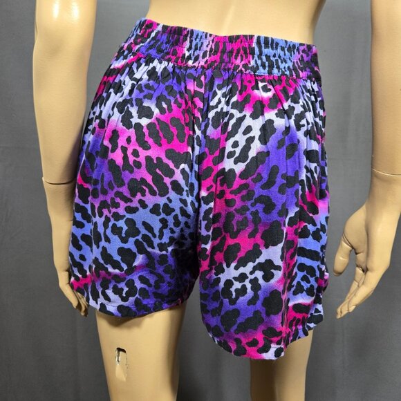 Y2K Purple Pink Leopard Print Shorts Size S Trashy McBling Emo Scene Indie - Picture 6 of 9